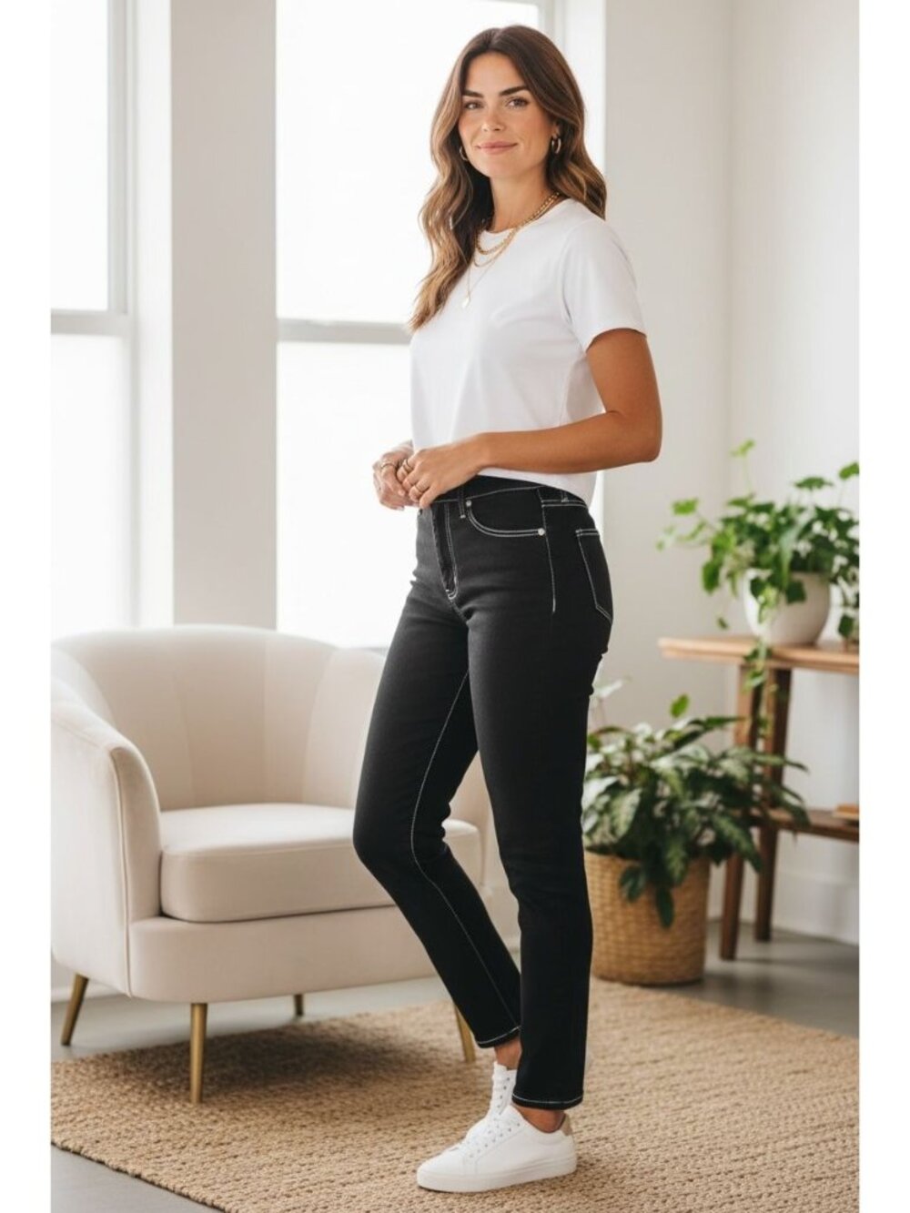Fashion Nova Womens Black Straight Cotton Organic Stretch Jeans Size 11/30 NEW